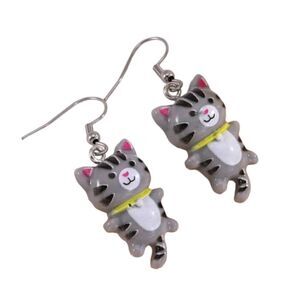 Kitty Dangling Cartoon Cat Design Acrylic Stainless Steel Hooks